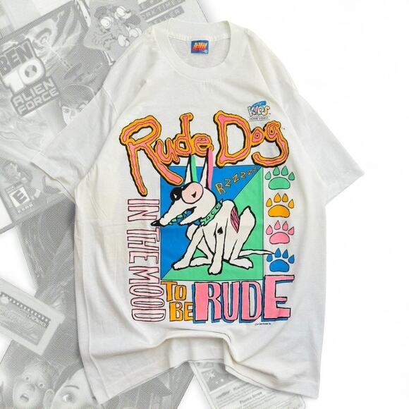 Rude Dog “in the mood to be rude” Graphic Tee - Picture 2 of 8